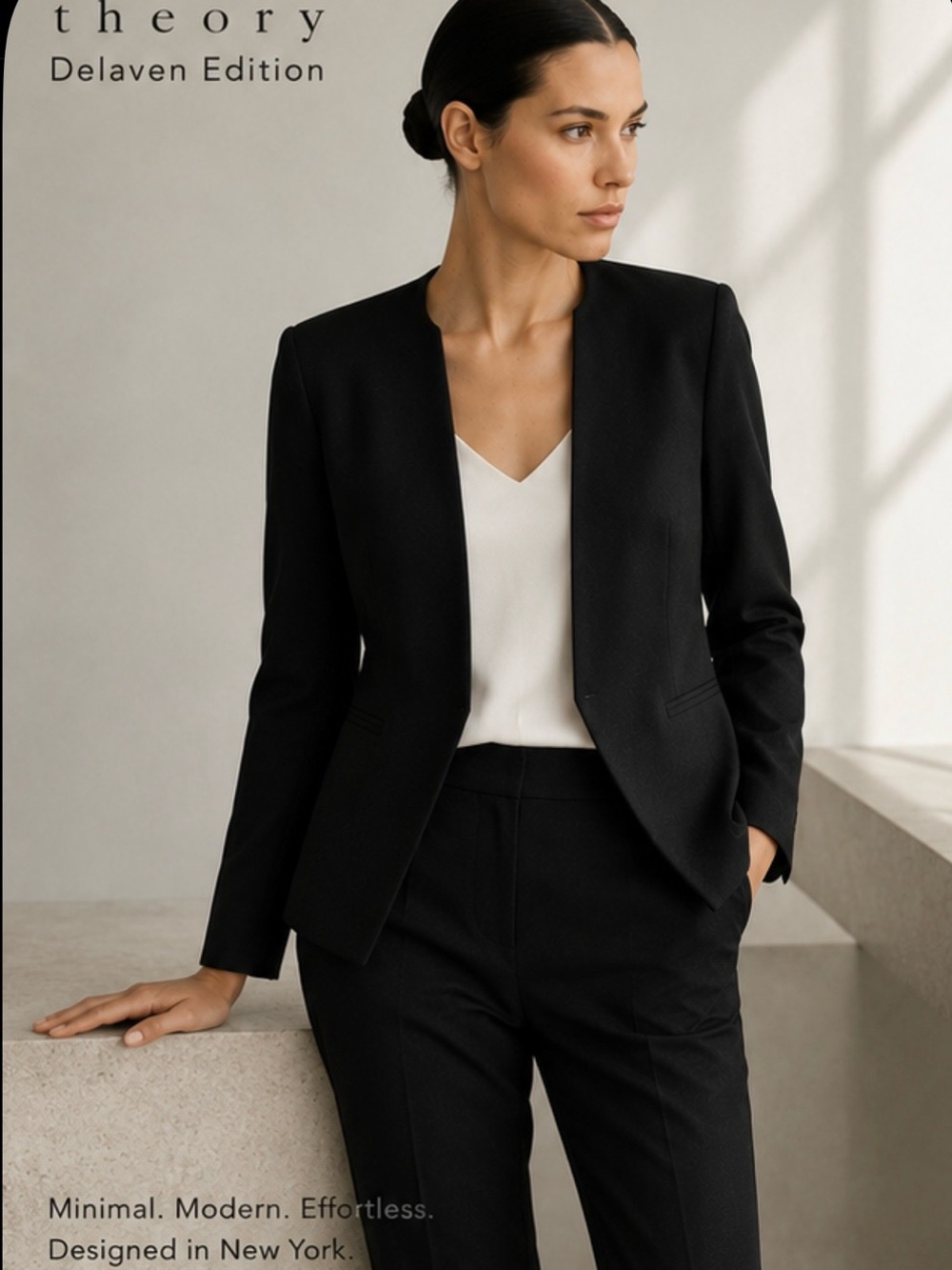 Theory Delaven Edition Black Wool Open Front Blazer 4